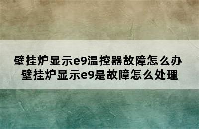 壁挂炉显示e9温控器故障怎么办 壁挂炉显示e9是故障怎么处理